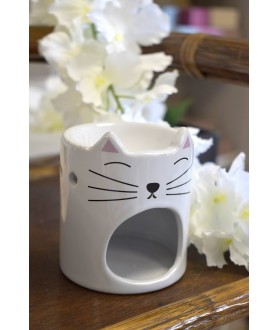 Brûle-parfum chat blanc