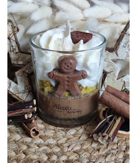 Bougie Parfumée Pain D'épices Noël - Brûlée 30 Heures, Mèche Coton, Senteur Gourmande épicée